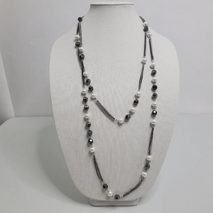 Express Necklace Chain Silver Tone Faux Pearl‎ Bead